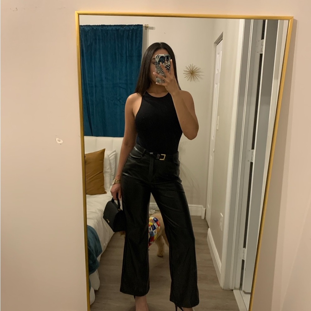 Black Leather Women's Pants